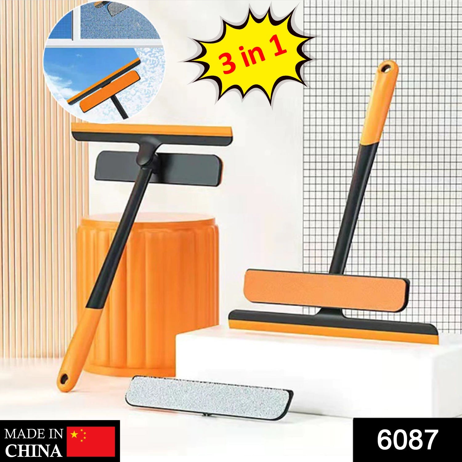 6087 3 in 1 Glass Wiper used in all kinds of household and official places for cleaning and wiping of floors, glasses and dust etc. 6087 3 in 1 Glass Wiper used in all kinds of household and official places for cleaning and wiping of floors, glasses and dust etc.